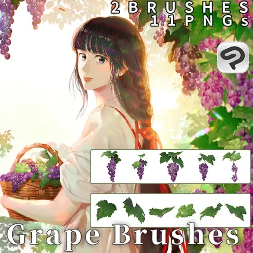 The Grape(Grape leaf ) Brush for ClipStudioPaint/11 PNG images — Clip Studio Paint brush