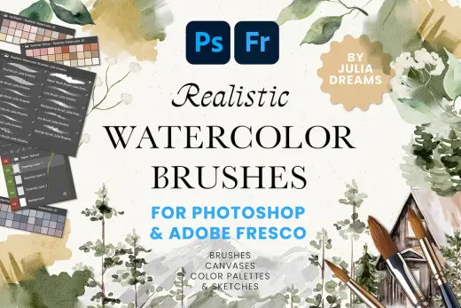 リアルな水彩フォトショップブラシ Realistic Watercolor Photoshop Brushes — Photoshop brush