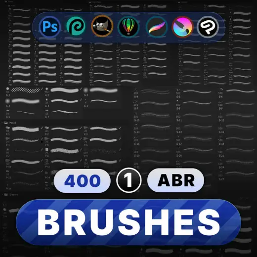 MEGA BRUSH PACK 400+ — Procreate, Photoshop & Krita brush