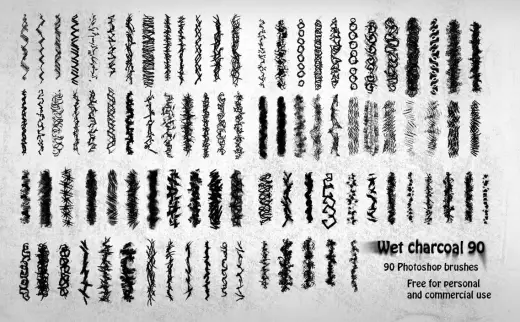90 Wet Charcoal Photoshop Brushes — Procreate, Photoshop & Krita brush