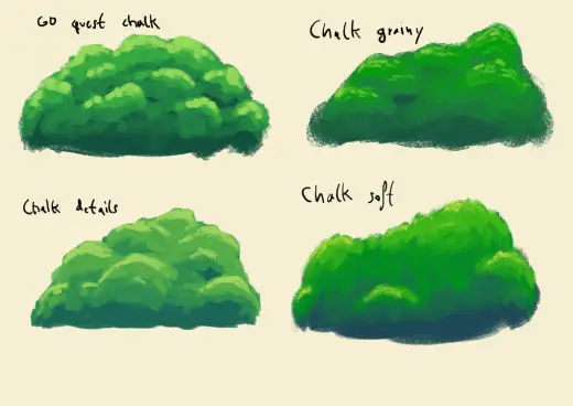 chalk brushes foliage test — Krita brush