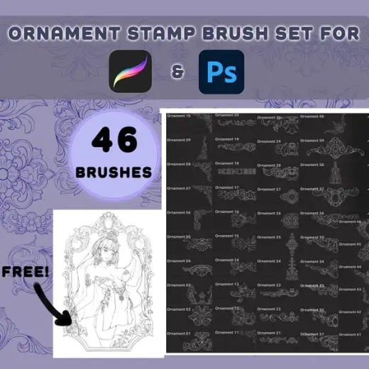 Ornament Stamp Brush — Procreate & Photoshop brush