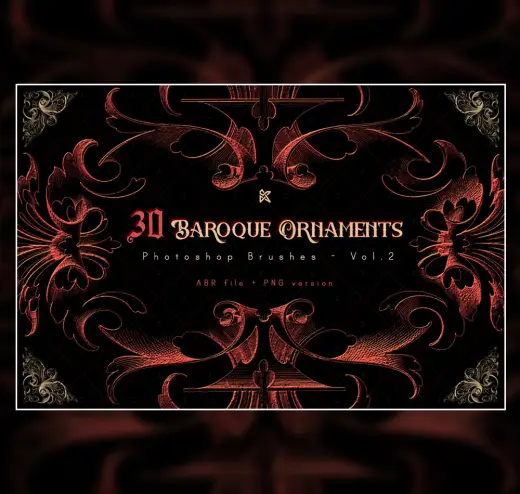 30 Baroque Ornaments Brushes — Procreate, Photoshop & Krita brush
