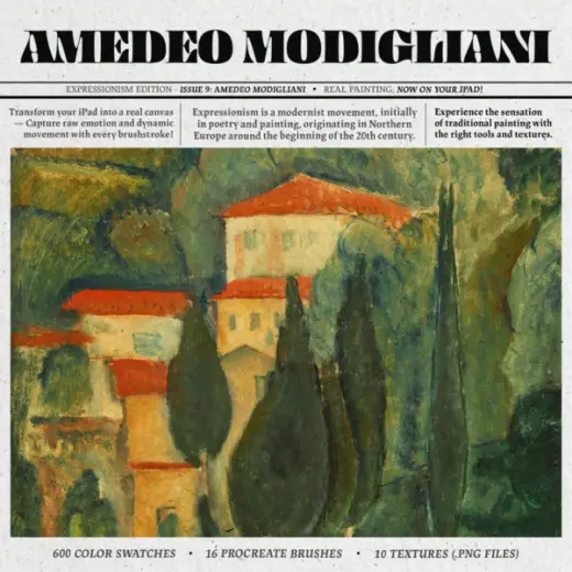 Amedeo Modigliani Procreate Kit (Procreate Brushes, Color Palettes & Textures) — Procreate brush