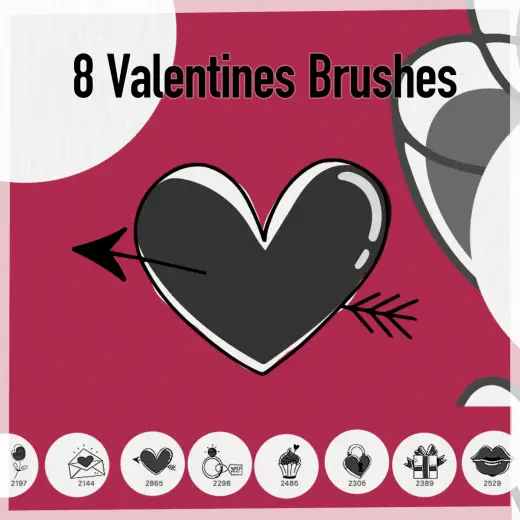 8 Valentines Symbols Brushes — Procreate, Photoshop & Krita brush