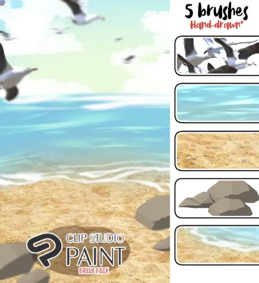 Sea Brush Pack for Clip Studio Paint - 5 brushes — Clip Studio Paint brush