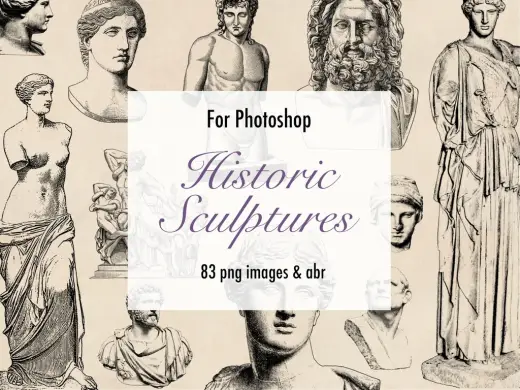 【Photoshopブラシ】Historic Sculuptures 歴史的な彫刻　83枚【png,abr】 — Photoshop brush