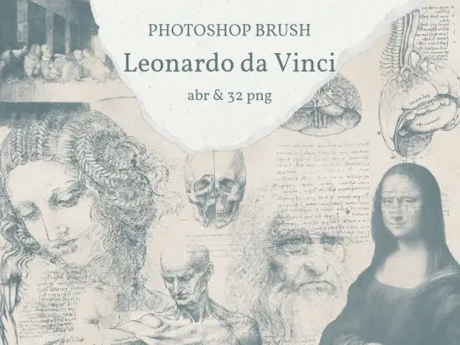 【Photoshopブラシ】Leonardo da Vinci 絵画とデッサン 32sheets【透過png】 — Photoshop brush