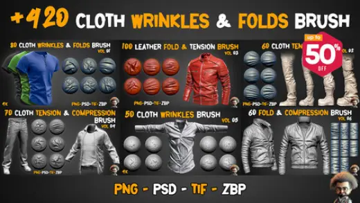 +420 Cloth Wrinkles & Folds Brush | 50% OFF THIS WEEK | — Photoshop brush