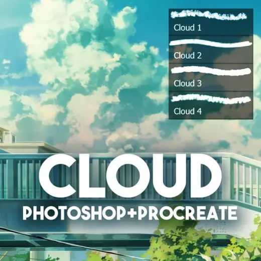 Anime Background-style cloud brushes — Photoshop brush