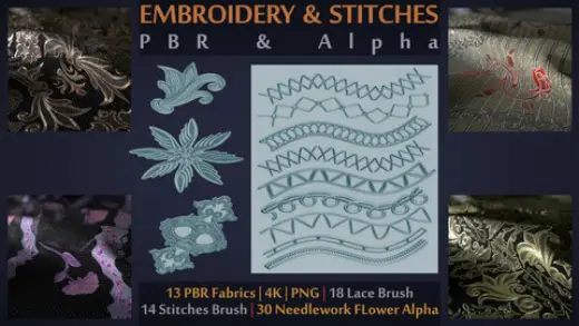 Embroidery - Stitches - NeedleWork | Alpha | PBR Mats — Photoshop brush