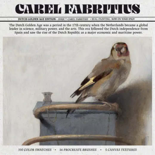 Carel Fabritius Procreate Kit (Procreate Brushes, Canvas Textures and Color Palettes) — Procreate brush