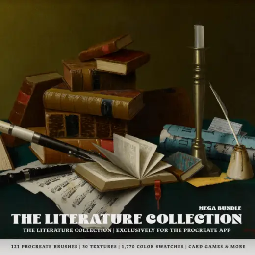The Literature Collection Mega Bundle | Procreate Brushes, Textures, Color Palettes, Card Games and more — Procreate brush