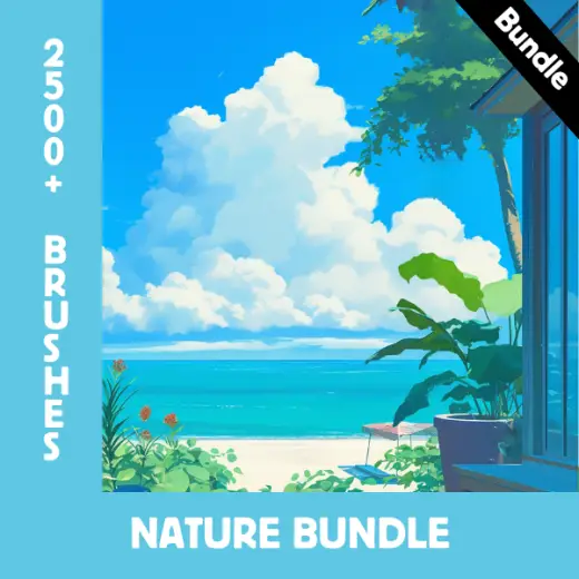 Procreate Brushes: Ultimate Nature Art Bundle, 2500+ Anime and Realistic Style Brushes for Clouds, Water, Grass, Rocks,  — Procreate brush
