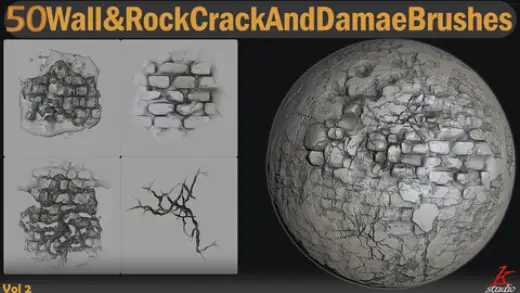 50 Wall & Rock Crack And Damage Brushes Vol.02 — Photoshop brush