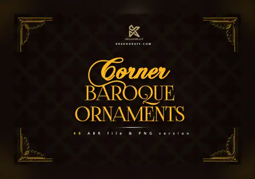 48 Corner Baroque Ornaments — Procreate, Photoshop & Krita brush