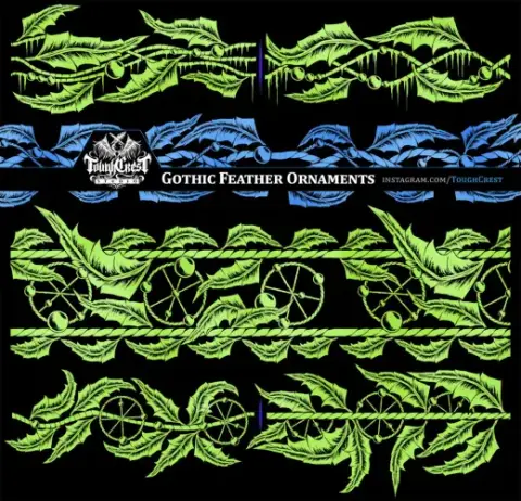 Gothic Feather Ornaments — Procreate, Photoshop & Krita brush