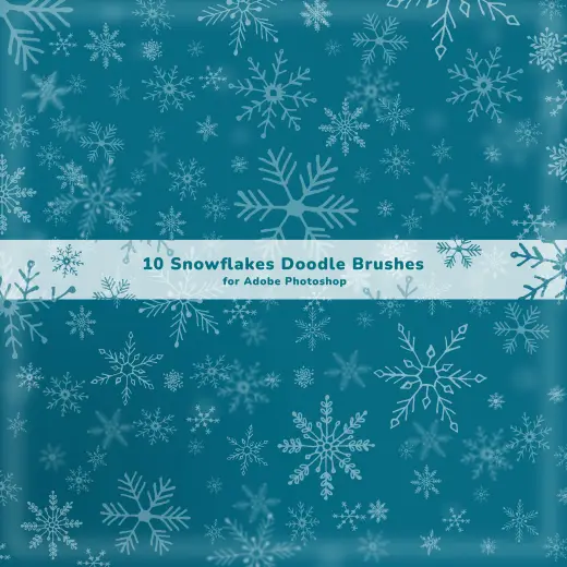 10 Snowflakes Doodle Brushes for Adobe Photoshop — Procreate, Photoshop & Krita brush