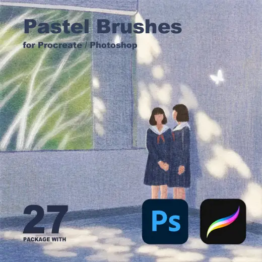 Procreate/PS パステル風ブラシ27種 — Procreate & Photoshop brush