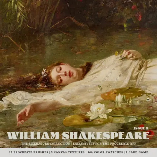 William Shakespeare Procreate Kit (Procreate Brushes, Canvas Textures, Color Swatches, Card Game and Quiz) — Procreate brush
