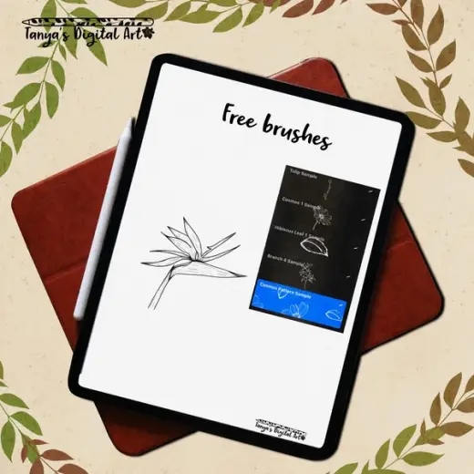 Bird of paradise flower colouring page + Flower stamp sample - Procreate — Procreate brush