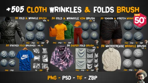 +505 Cloth Wrinkles & Folds Brush |50% OFF THIS WEEK| — Photoshop brush