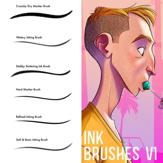 Ink Brushes for Photoshop & Procreate: Vol. 1 — Procreate & Photoshop brush