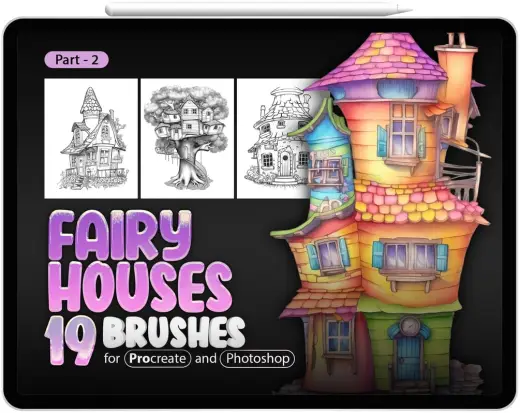 19 Fairy House Brushes Collection Part-2 for Procreate and Photoshop — Procreate & Photoshop brush