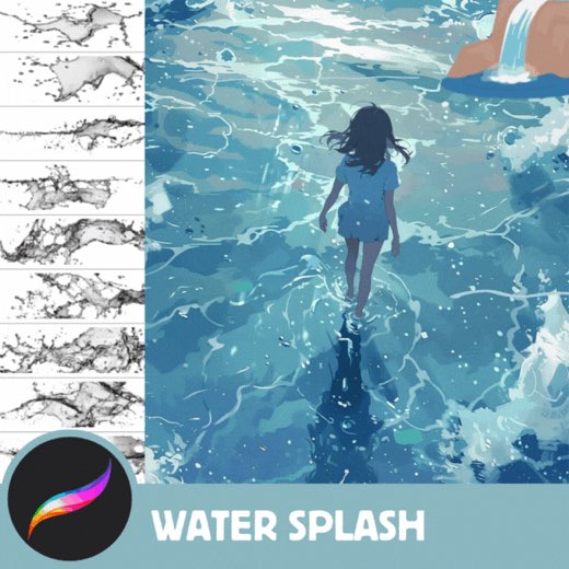 Procreate Water Brushes and Stamps: Water Ripple Brushes for Serene Scenes and Reflections, for anime, manga and realist — Procreate brush
