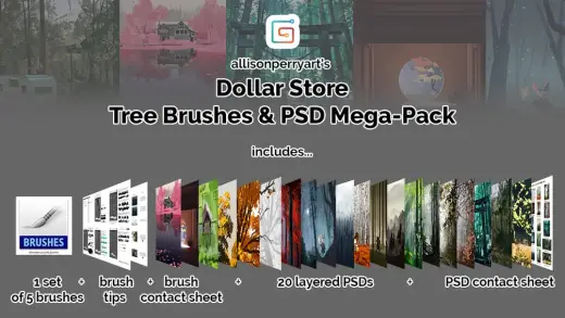 Dollar Store Tree Brushes & PSD Mega-Pack — Photoshop brush