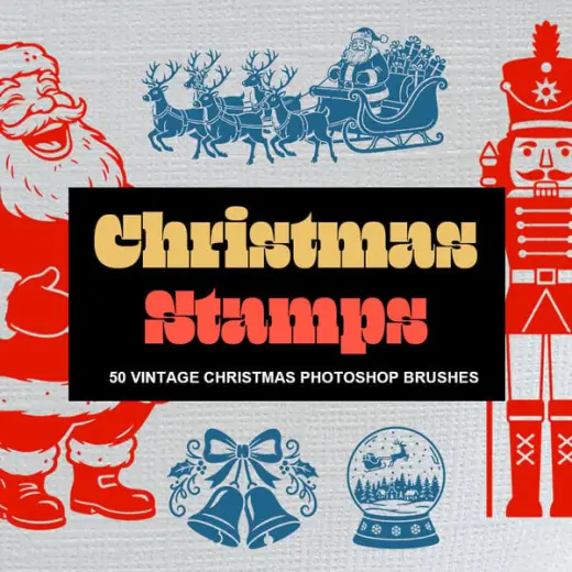 Christmas Stamps: 50 Classic Vintage Christmas Photoshop Brushes — Photoshop brush