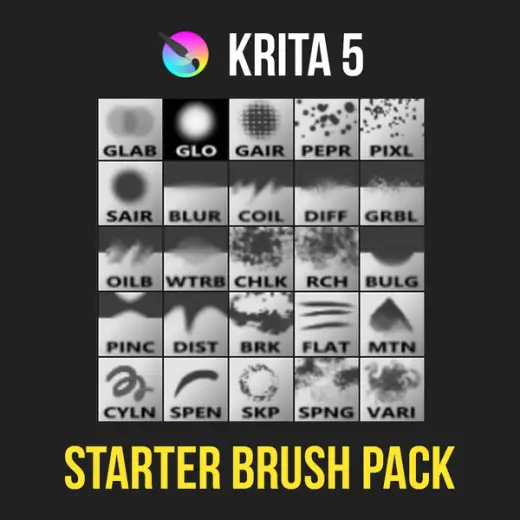 Krita 5 Custom Brushes - Starter Pack (25 Brushes) — Krita brush