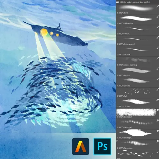 FREE！The watercolor Brushes for Ps CC and Artstudio Pro — Photoshop brush