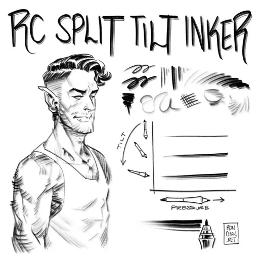 CSP Brush: Split Tilt Inker — Clip Studio Paint brush