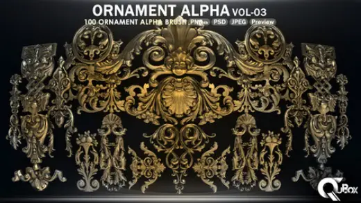 Ornament Alpha - VOL03 | 200 Alpha Brush (4K PSD , PNG & Jpeg) — Photoshop brush