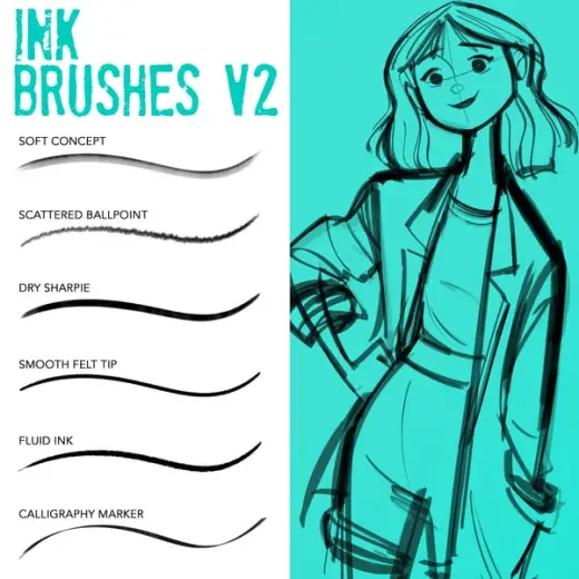Ink Brushes for Photoshop & Procreate: Vol. 2 — Procreate & Photoshop brush