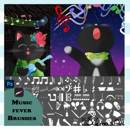 PROCREATE/PHOTOSHOP - Music Fever Brushpack — Procreate & Photoshop brush