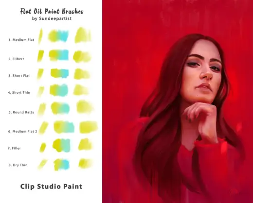 Oil Painting Flat Brushes & Blenders for Clip Studio Paint — Clip Studio Paint brush