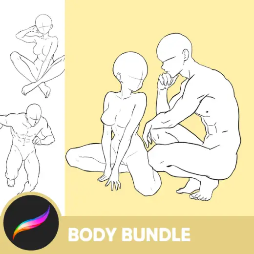 Ultimate Anime Body Bundle Stamps for Procreate: 240+ Female & 150+ Male Poses, High-Quality Full Body Stamps Set — Procreate brush