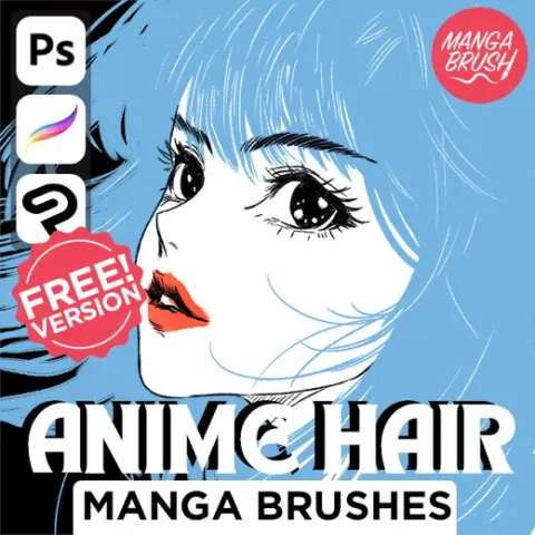 ANIME HAIR Wavy Straight Braids Sample Brushes Procreate, Clip Studio, Photoshop Brush Pack - Manga / Curly / Wavy / Str — Procreate, Photoshop & Clip Studio Paint brush