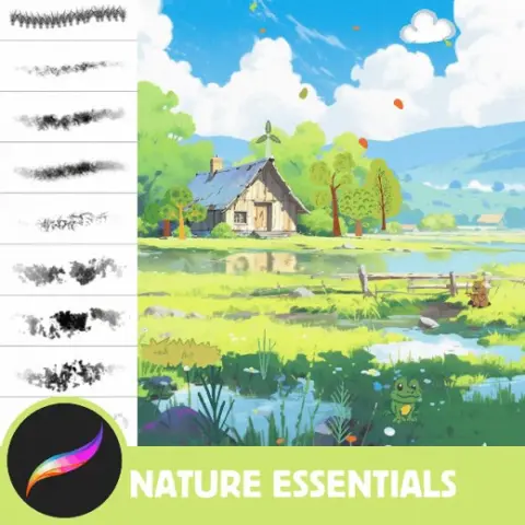 33 FREE Nature Brushes, Procreate Anime Nature Foliage Background Brushes and Stamps - Ghibli, Makoto Shinkai, Grass, Cl — Procreate brush