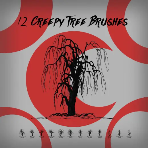12 Creepy Tree Brushes — Procreate, Photoshop & Krita brush