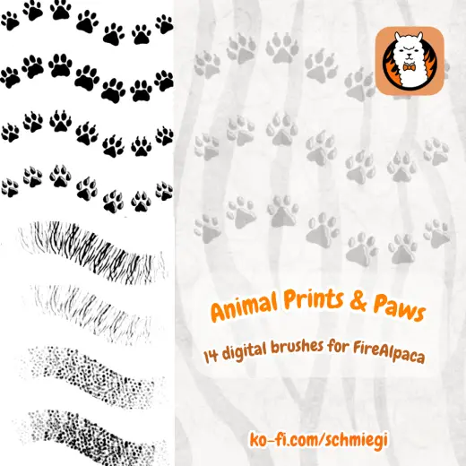 Animal Prints + Paw Print Brushes | Fire Alpaca — Krita brush