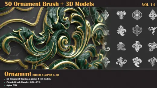 50 Ornament Brush and 3D Models - VOL 14 — Photoshop brush