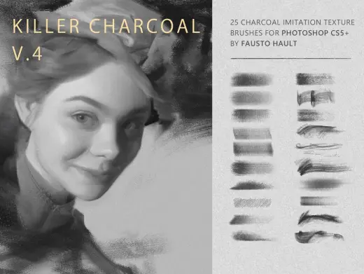 Killer Charcoal V.4 Charcoal imitation brushes for photoshop CS5+ — Photoshop brush