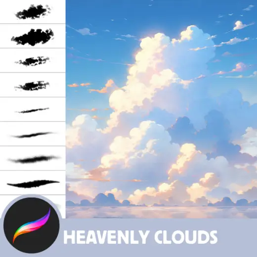 Ultimate Anime & Manga Cloud Brush Pack - 50+ Procreate Brushes for Comics and Realism — Procreate brush