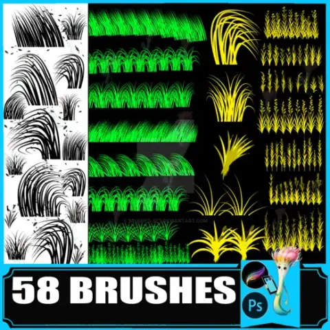 58 Grass: PS and Procreate stamps — Procreate & Photoshop brush
