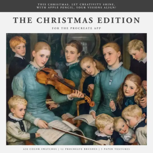 The Christmas (2024) Procreate Kit (Procreate Brushes, Color Palettes & Paper Textures) — Procreate brush