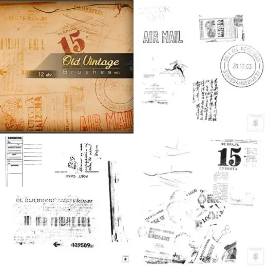 12 Old Vintage Brushes — Procreate, Photoshop & Krita brush