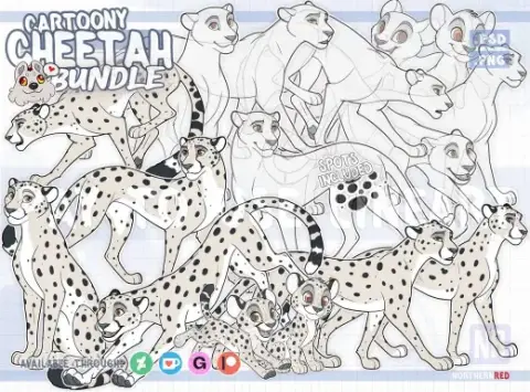BUNDLE: Cheetah + spots (cartoony style) — Procreate, Photoshop & Krita brush